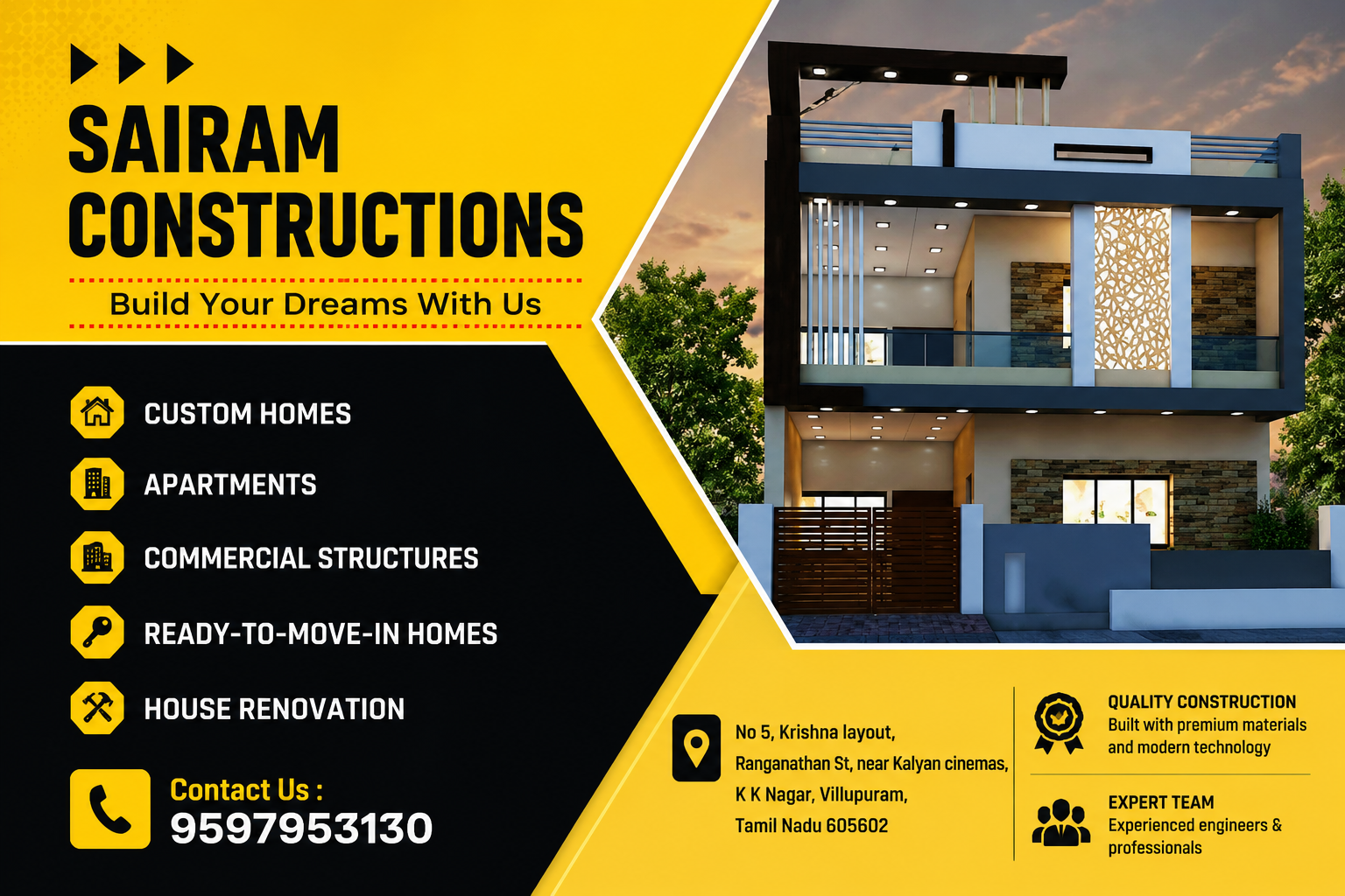 Sai Ram Construction company in Villupuram